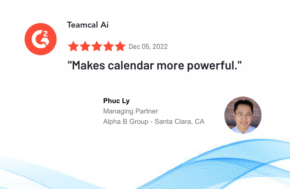 Teamcal Ai 5 star review at G2 by Phuc Ly - Alpha B Group