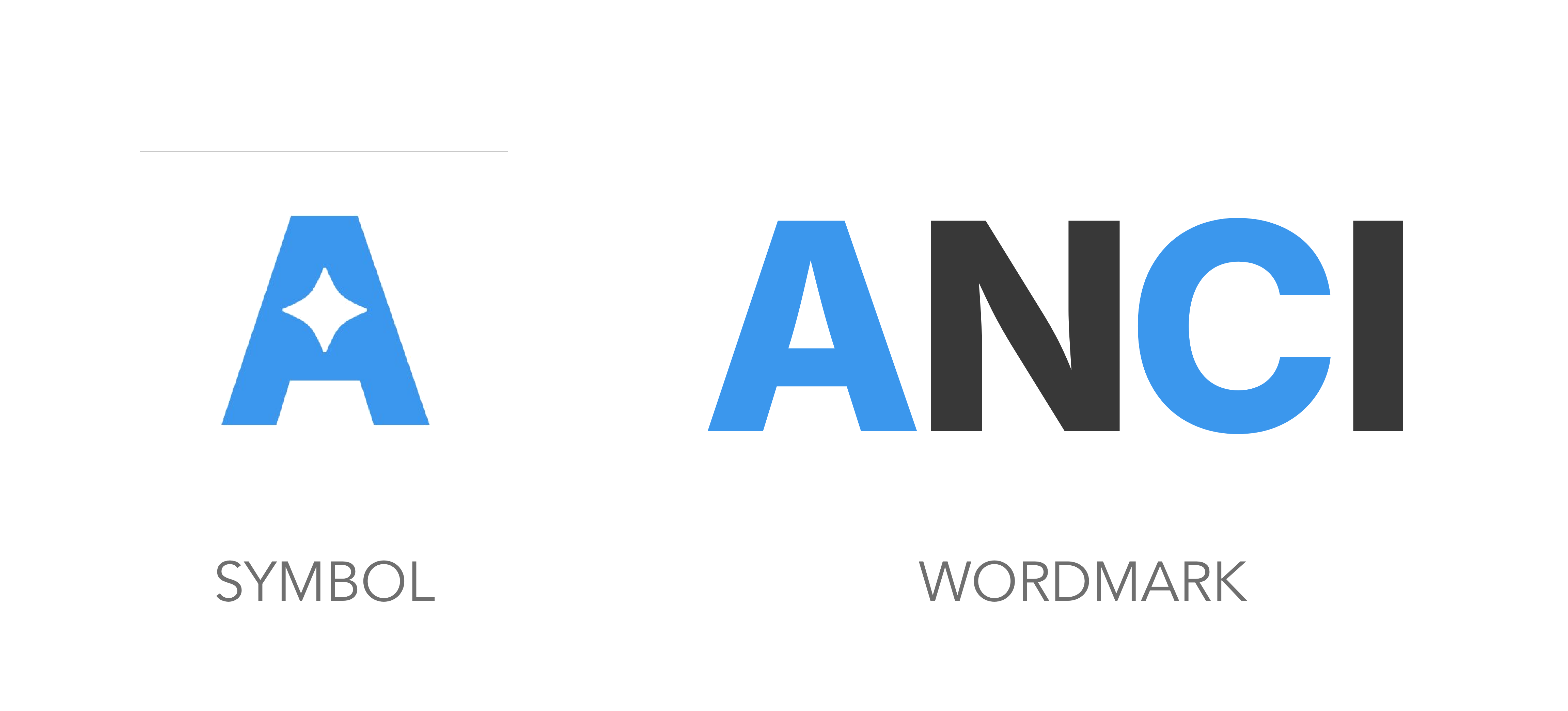 ANCI symbol and wordmark — the A mark with sparkle alongside the ANCI wordmark